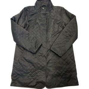 Eileen Fisher Longline Jacket Diamond Quilted Snap Capsule Wardrobe Black SP